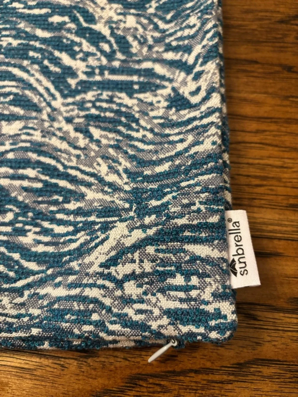 Sunbrella 20” Blue Ivory Textured Wave Pillow Cover Coastal Indoor Outdoor